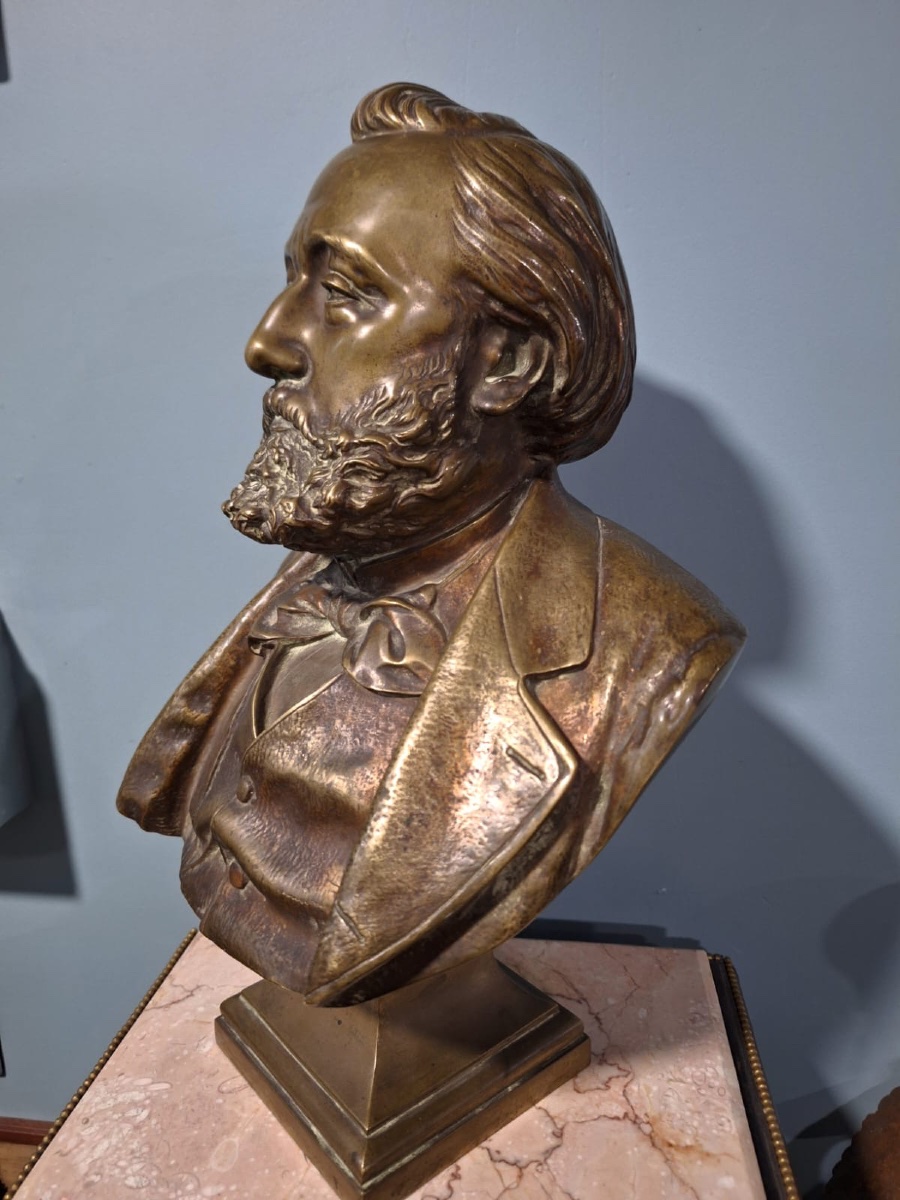 Bronze Bust Of Léon Gambetta By Jean Bulio-photo-4