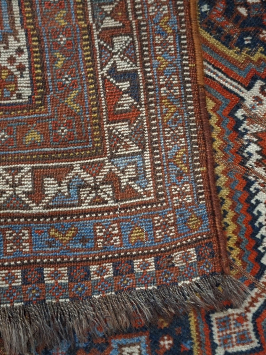 Tapis iranien ancien fait main -  Khamsheh Bird-photo-4