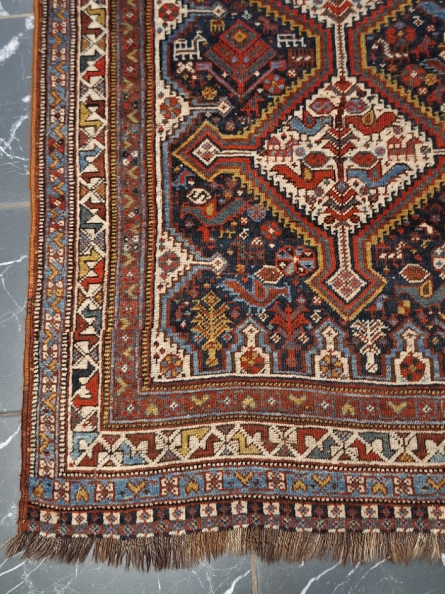 Tapis iranien ancien fait main -  Khamsheh Bird-photo-8