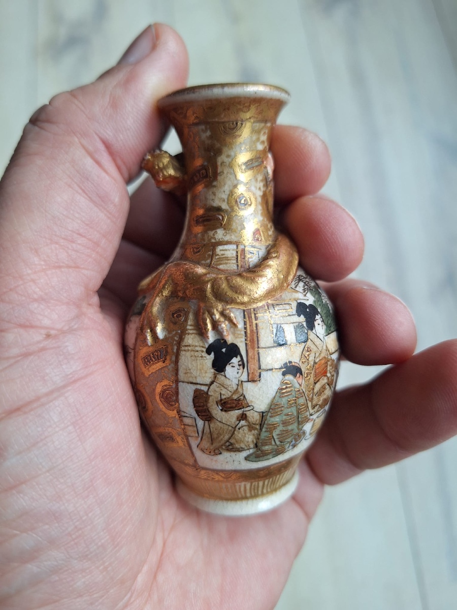Vase miniature japonais Satsuma, XIXe siècle-photo-2