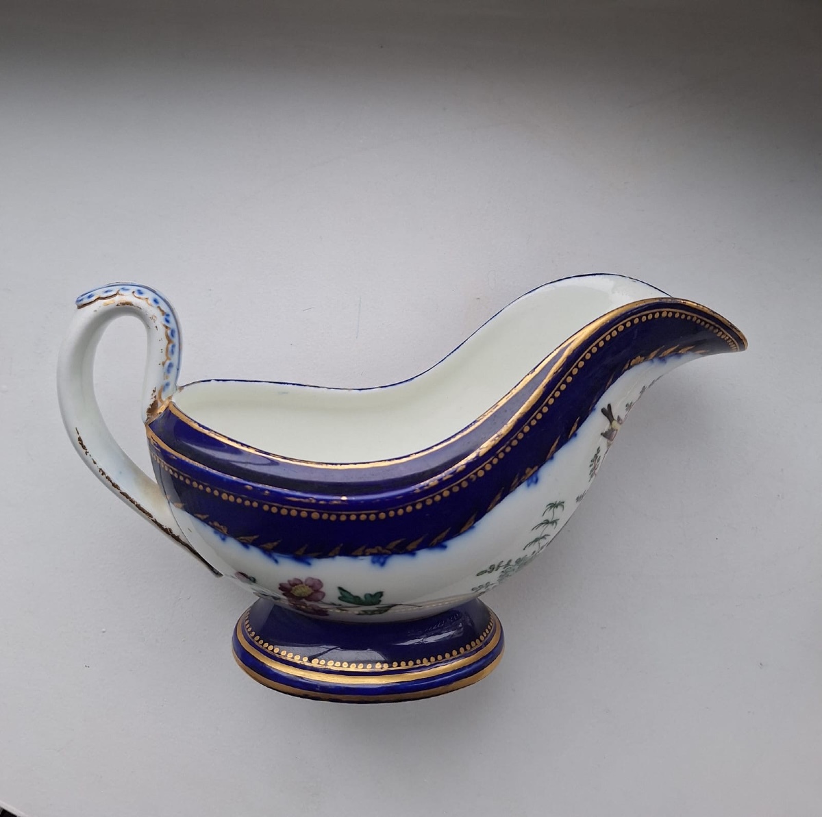 Saucière Tournai, décor d'oiseaux Buffon, XVIIIe siècle-photo-2