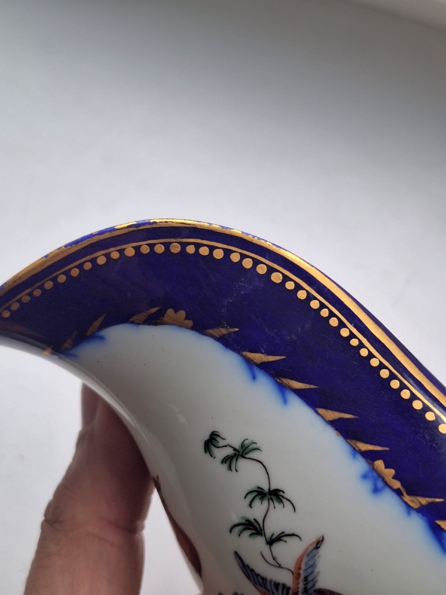 Saucière Tournai, décor d'oiseaux Buffon, XVIIIe siècle-photo-1