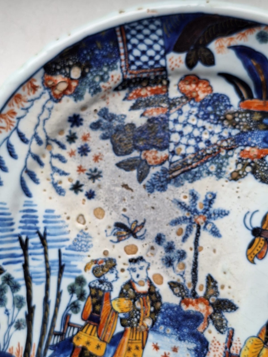 Antique Plate, 18th Century, Rouen, France-photo-3