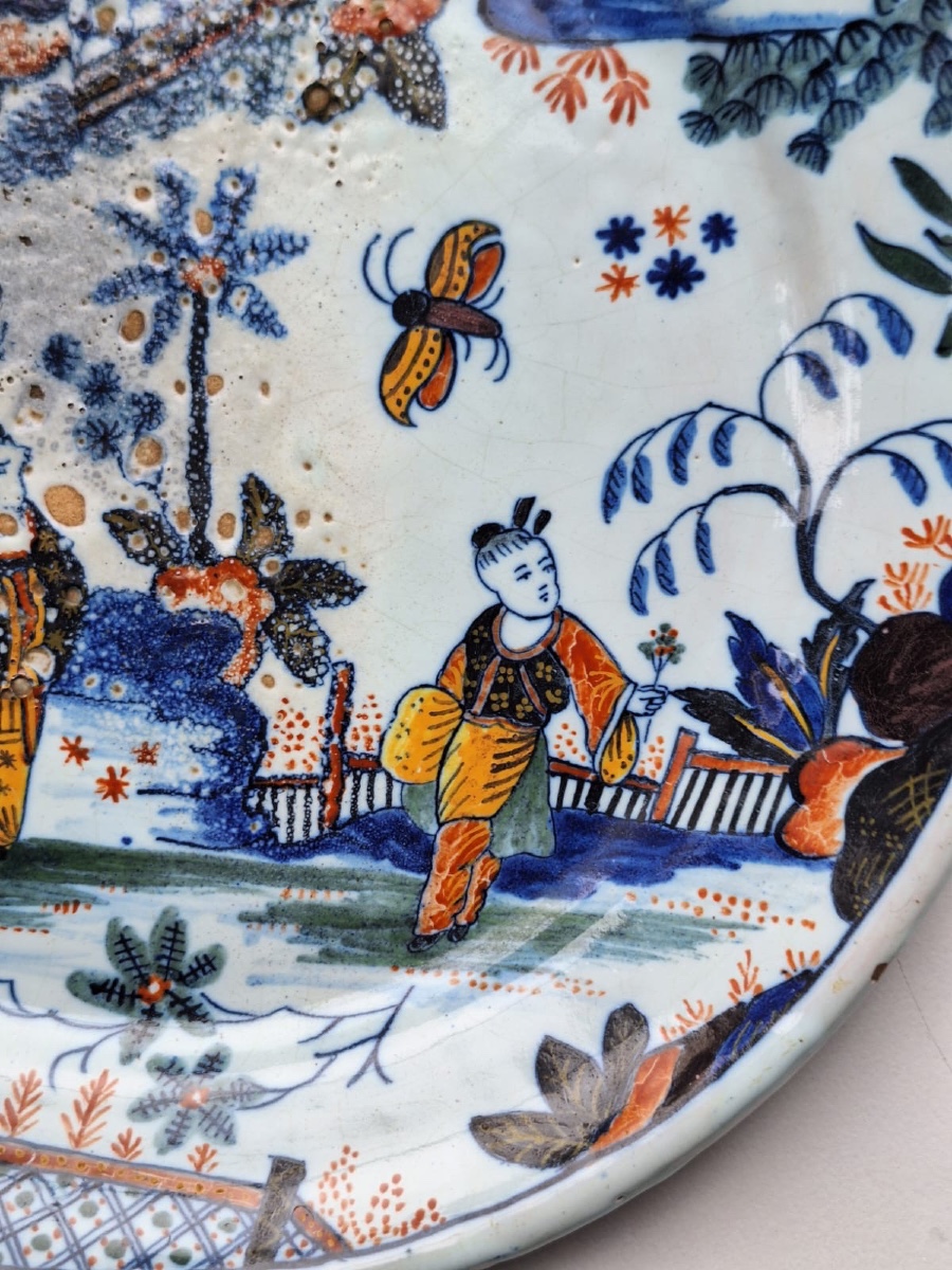 Antique Plate, 18th Century, Rouen, France-photo-1