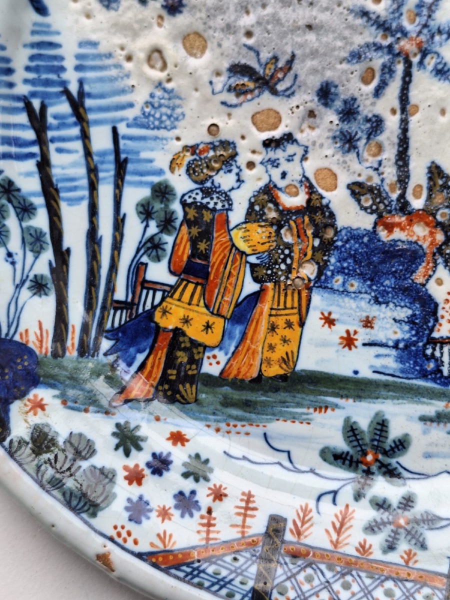 Antique Plate, 18th Century, Rouen, France-photo-2