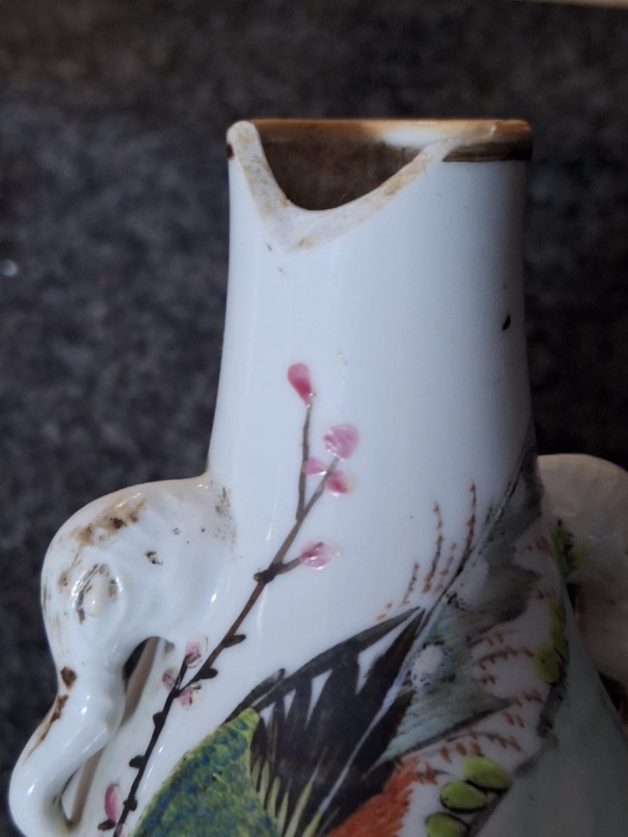 Vase chinois à anses en forme d'éléphant, Qianjiang Cai-photo-4