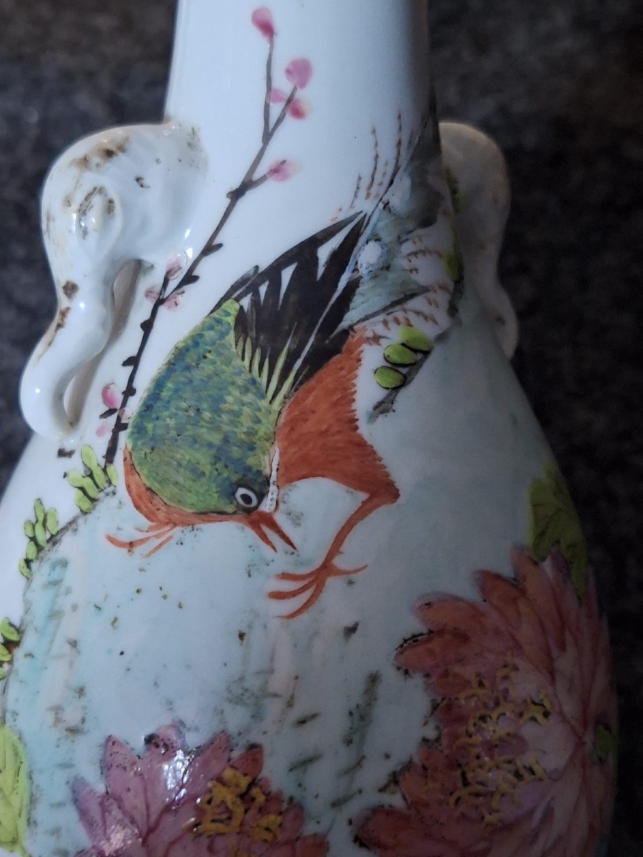 Vase chinois à anses en forme d'éléphant, Qianjiang Cai-photo-1