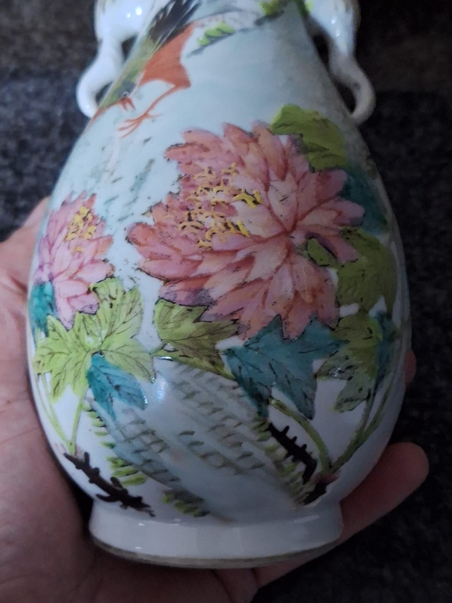 Vase chinois à anses en forme d'éléphant, Qianjiang Cai-photo-5