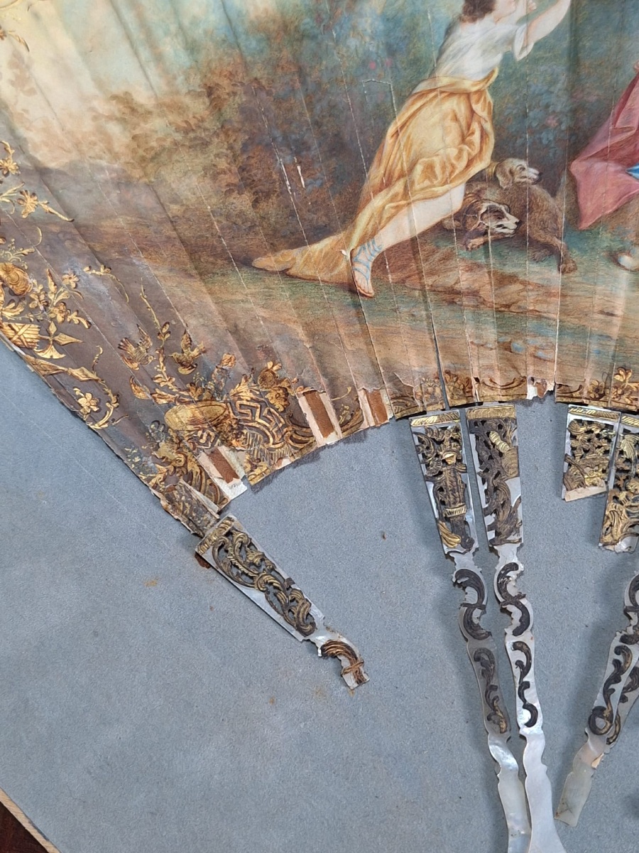 Éventail ancien, XVIIIe siècle-photo-5