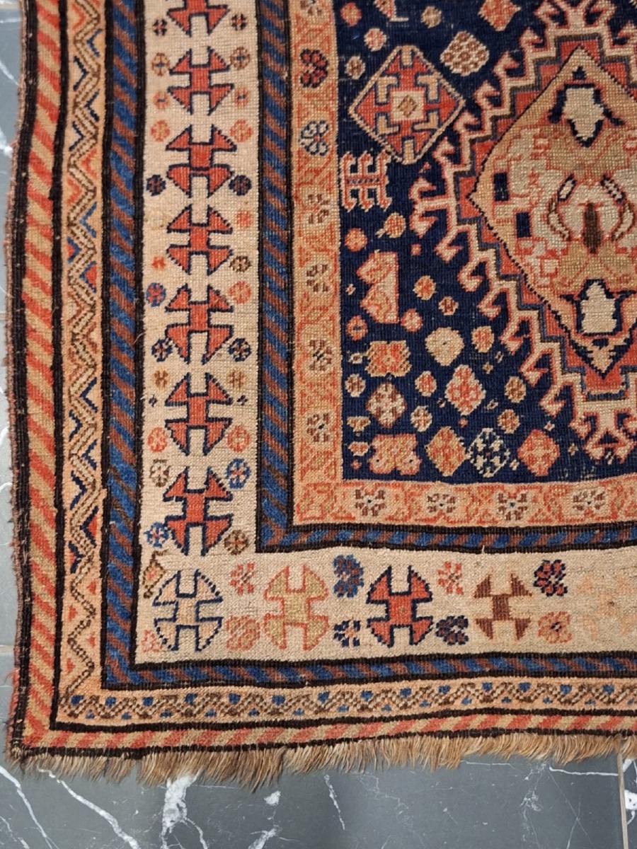 Antique Handmade Kurdish Kazakh Rug-photo-3