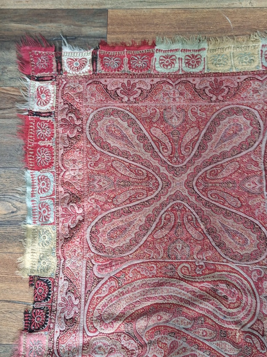 Antique Kashmir Indian Handmade Shawl-photo-3