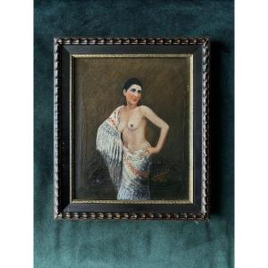 Beautiful Painting Of Half-nude Woman, Signed E.radelet, 1932
