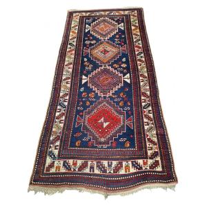 Tapis Caucasien Ancien Fait Main Kazak, XXe Siècle