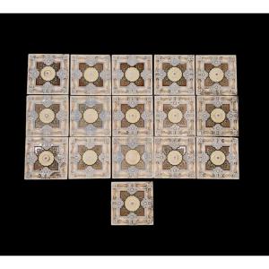 Set Of 16 Pieces Of Art Nouveau Tiles