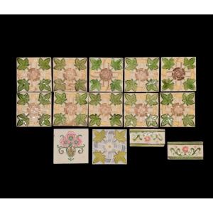 Set Of 14 Tiles, Art Nouveau Period