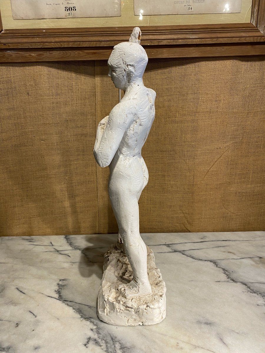 Study Of An Academic Nude In Plaster Académie De La Grande Chaumière, Early 20th Century-photo-4