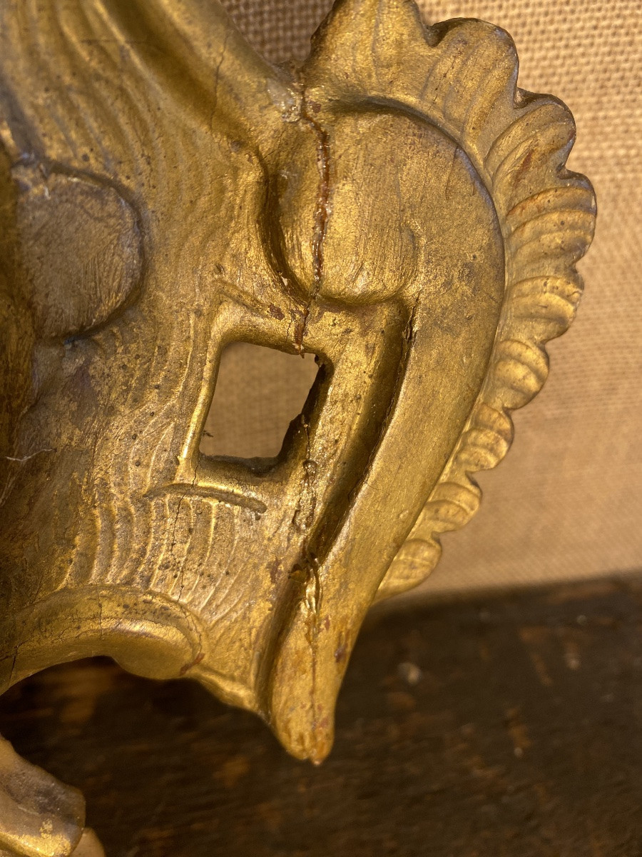 Miroir en Bois Sculpté Doré aux Oiseaux XVIIIè Siècle-photo-4