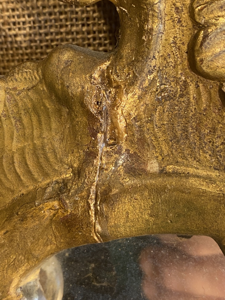 Miroir en Bois Sculpté Doré aux Oiseaux XVIIIè Siècle-photo-6