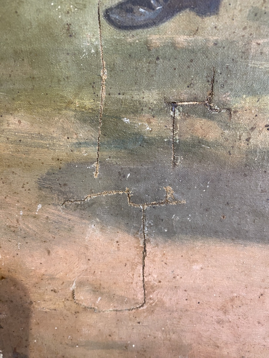 Oil On Canvas Depicting A Gallant Scene-photo-3