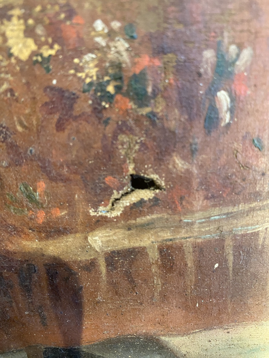 Oil On Canvas Depicting A Gallant Scene-photo-4