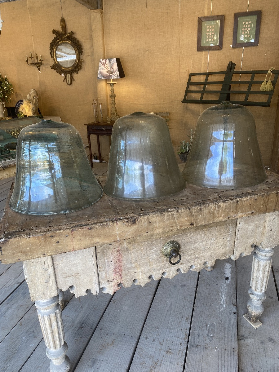 Cloches De Jardin, Cloches De Jardinier, Cloches à Melon En Verre Soufflé XIXè-photo-3