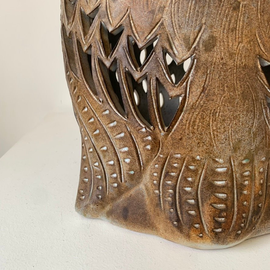 Grande lampe Hibou en céramique d' Agnes Escala, vers1970, France-photo-6