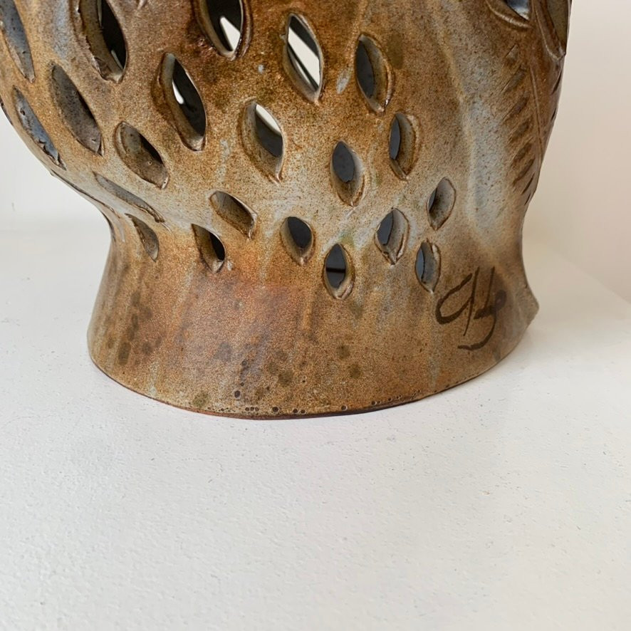 Grande lampe Hibou en céramique d' Agnes Escala, vers1970, France-photo-7