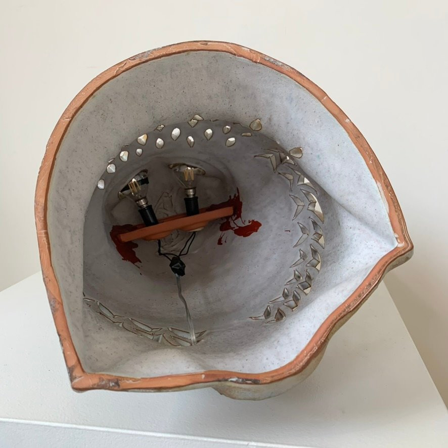 Grande lampe Hibou en céramique d' Agnes Escala, vers1970, France-photo-8