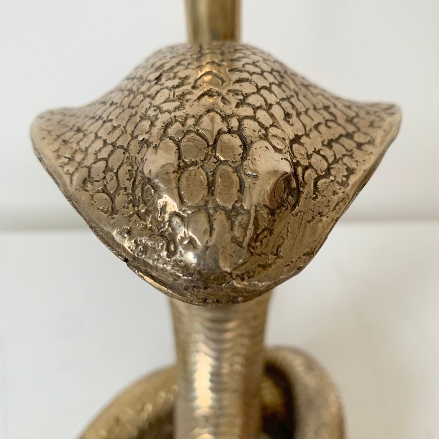 Paire de lampes Cobra en laiton, vers 1970, France-photo-3
