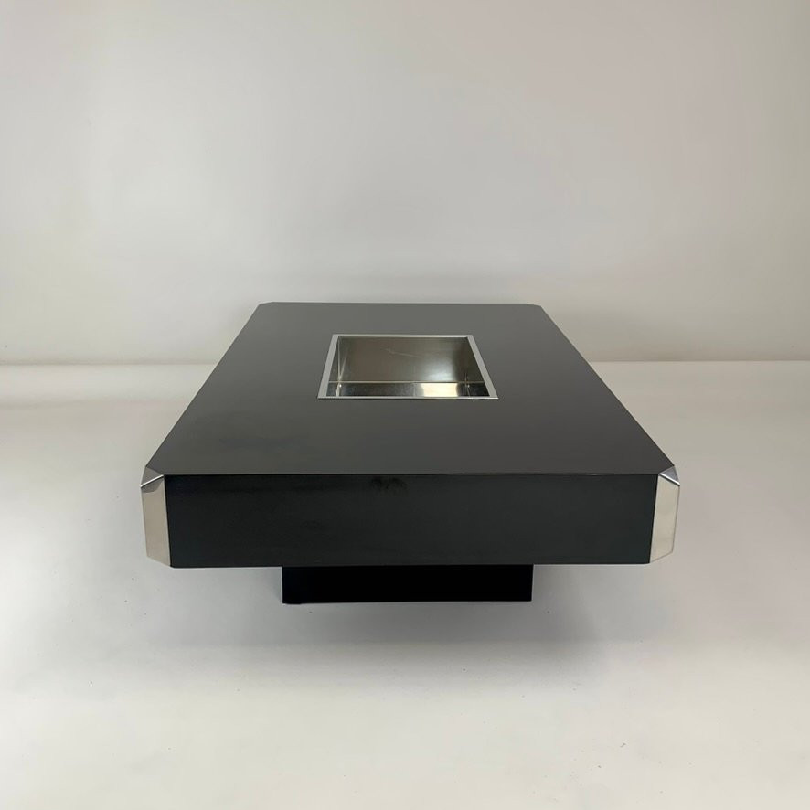 Table basse noire modèle Alveo de Willy Rizzo, vers 1972, Italie.-photo-4