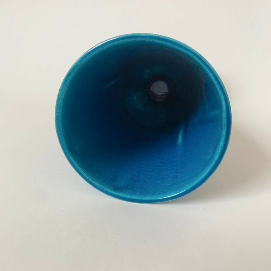 Vase bleu de Pol Chambost, vers 1970, France.-photo-2