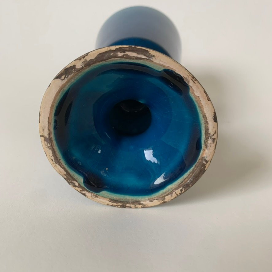Vase bleu de Pol Chambost, vers 1970, France.-photo-3