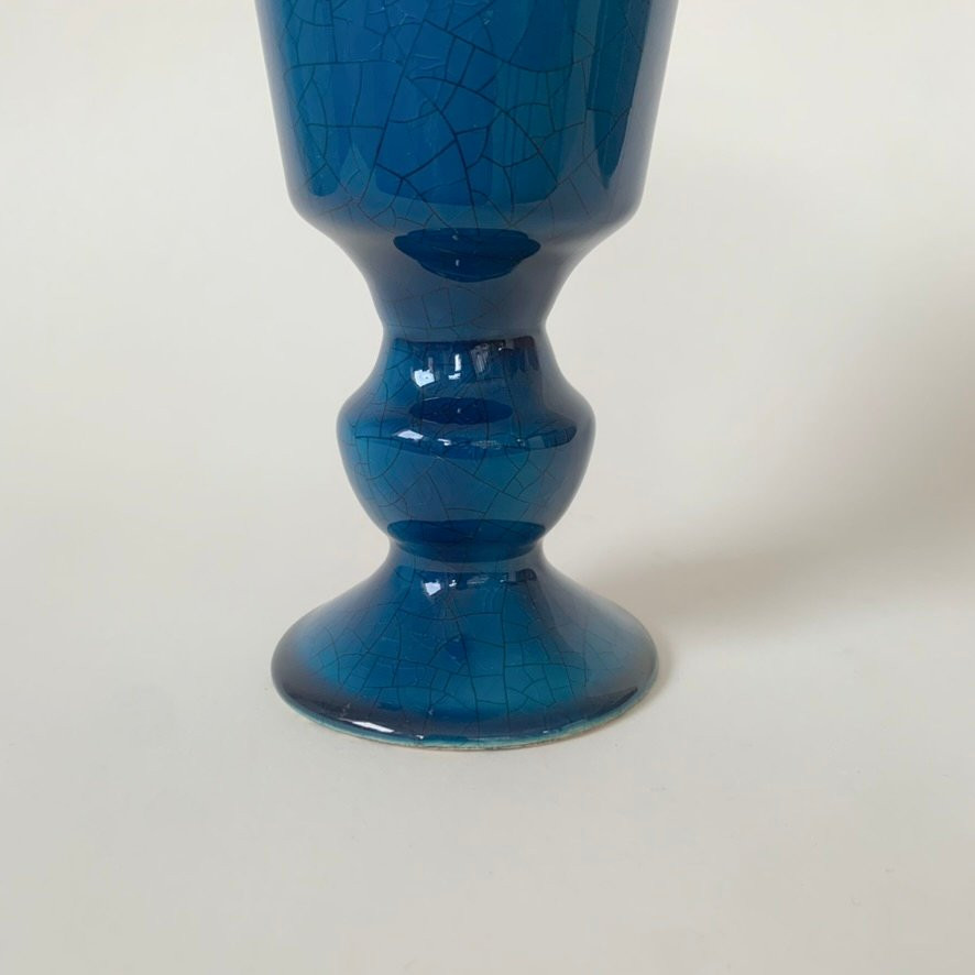 Vase bleu de Pol Chambost, vers 1970, France.-photo-5