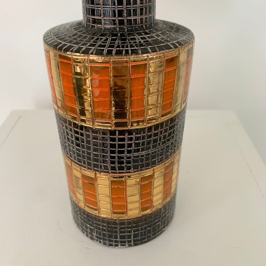 Bitossi Gold And Orange Ceramic Lamp, Circa 1970, Italy.-photo-1