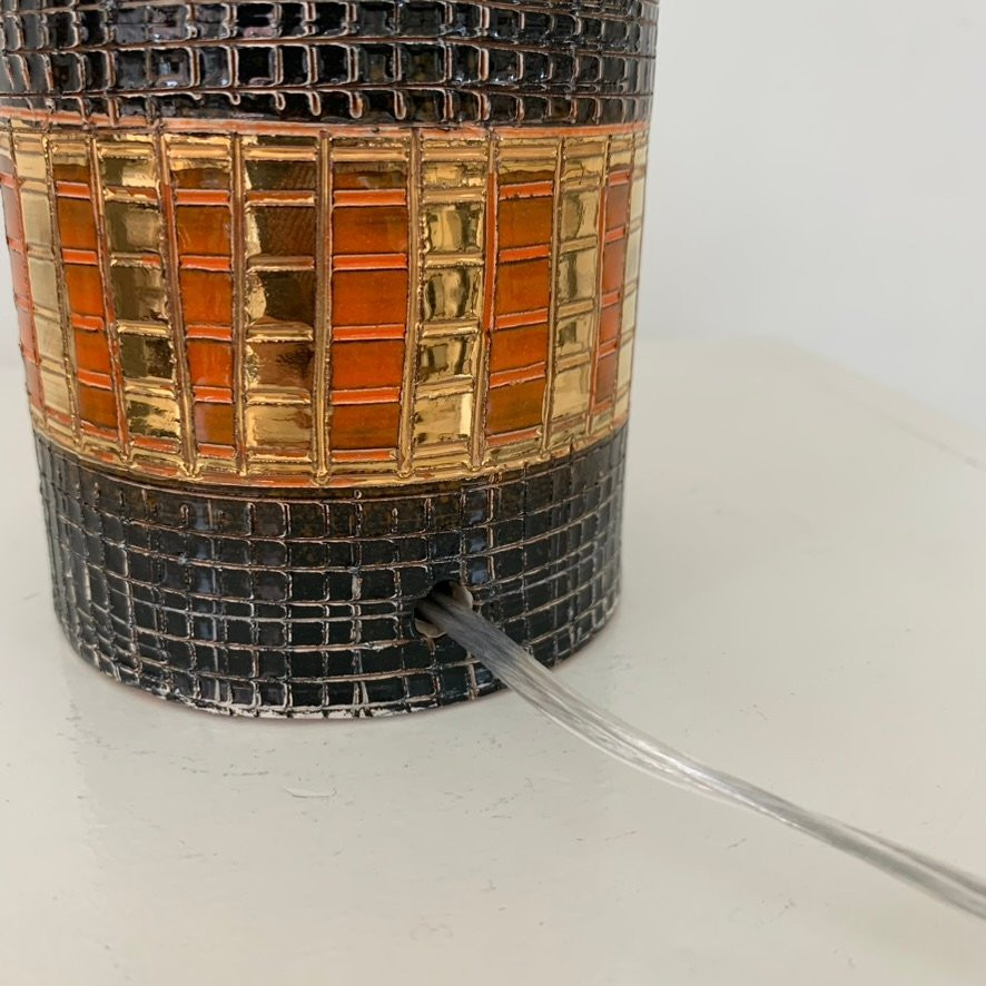 Bitossi Gold And Orange Ceramic Lamp, Circa 1970, Italy.-photo-2