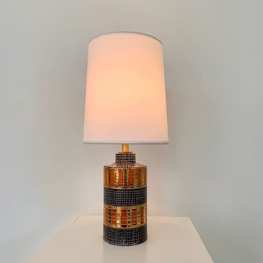 Bitossi Gold And Orange Ceramic Lamp, Circa 1970, Italy.-photo-5