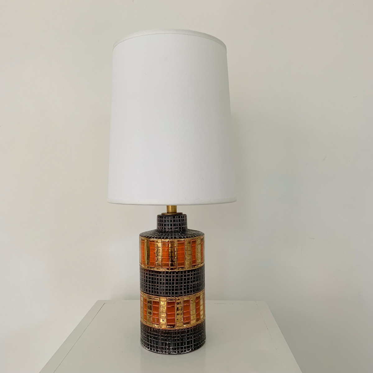 Bitossi Gold And Orange Ceramic Lamp, Circa 1970, Italy.