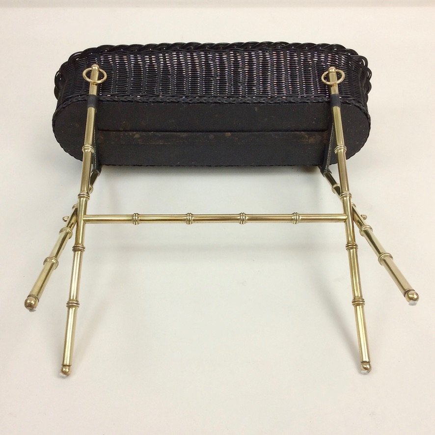 Brass And Wicker Planter By Jacques Adnet, Circa 1960, France-photo-6
