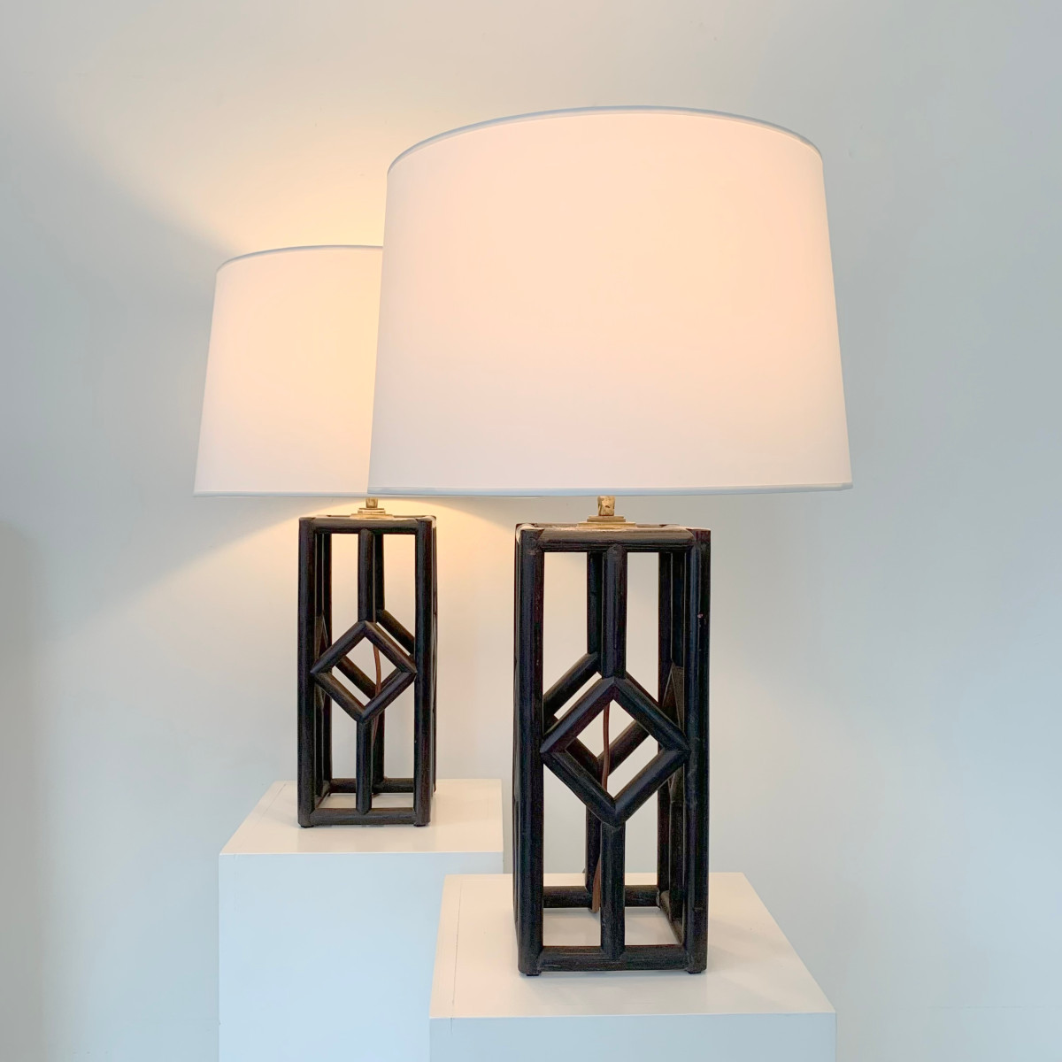Paire de lampes de table en bambou du milieu du siècle dernier, vers 1970, Italie.