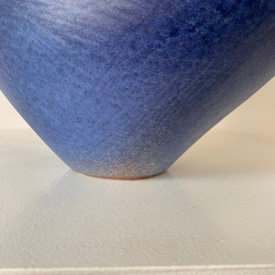 Large Blue Ceramic Vase Signed Antonio Lampecco, Circa 1970, Belgium-photo-5