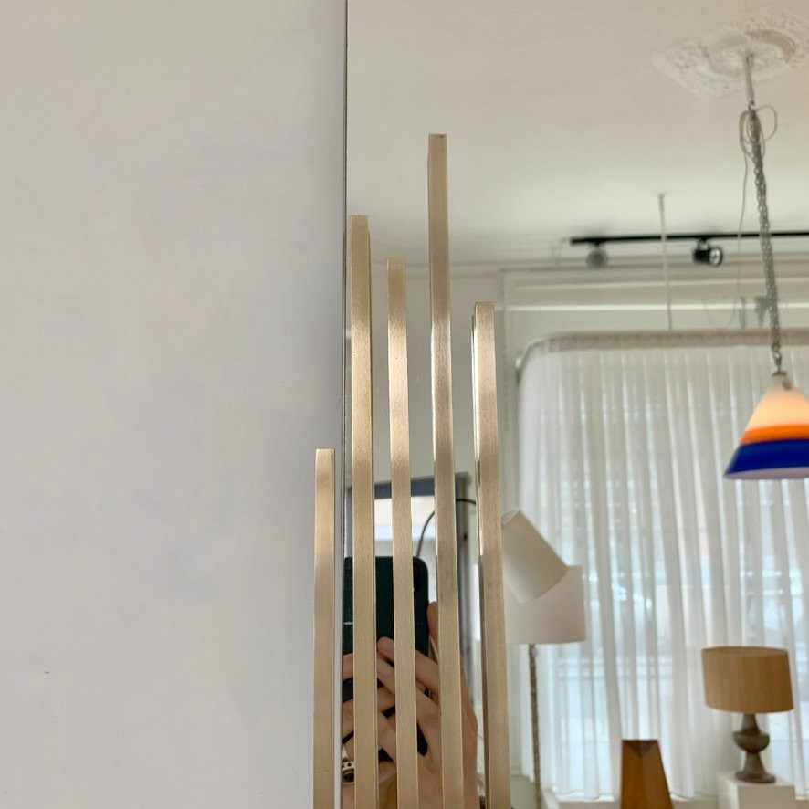 Miroir mural en bronze signé Angelo Brotto pour Esperia, vers 1970, Italie.-photo-3