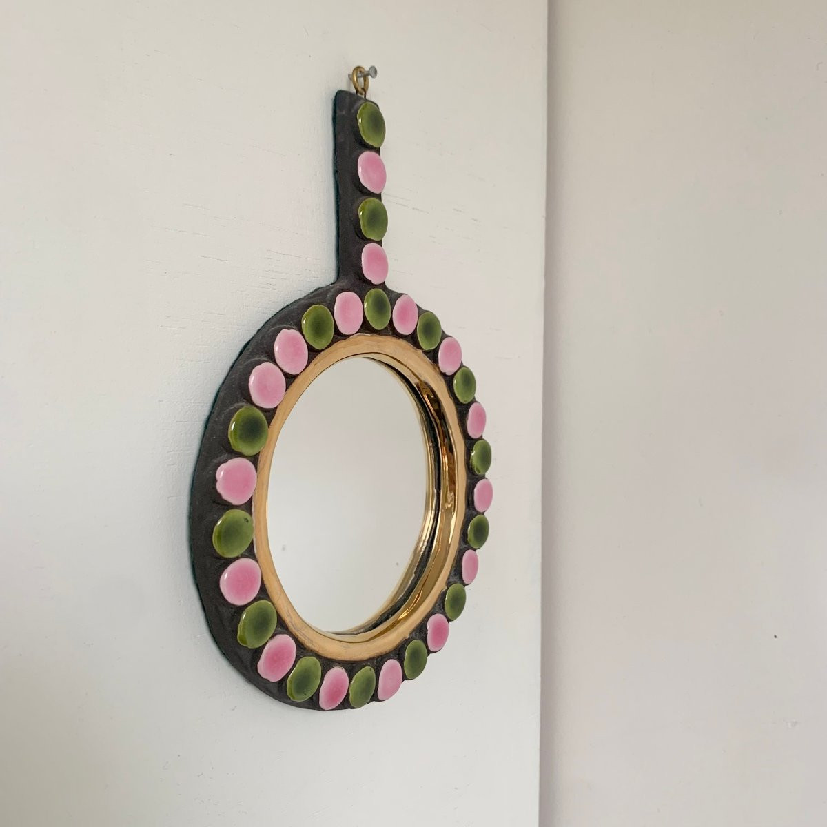 Mithé Espelt "cleo" Hand Mirror, Circa 1952, France.-photo-3
