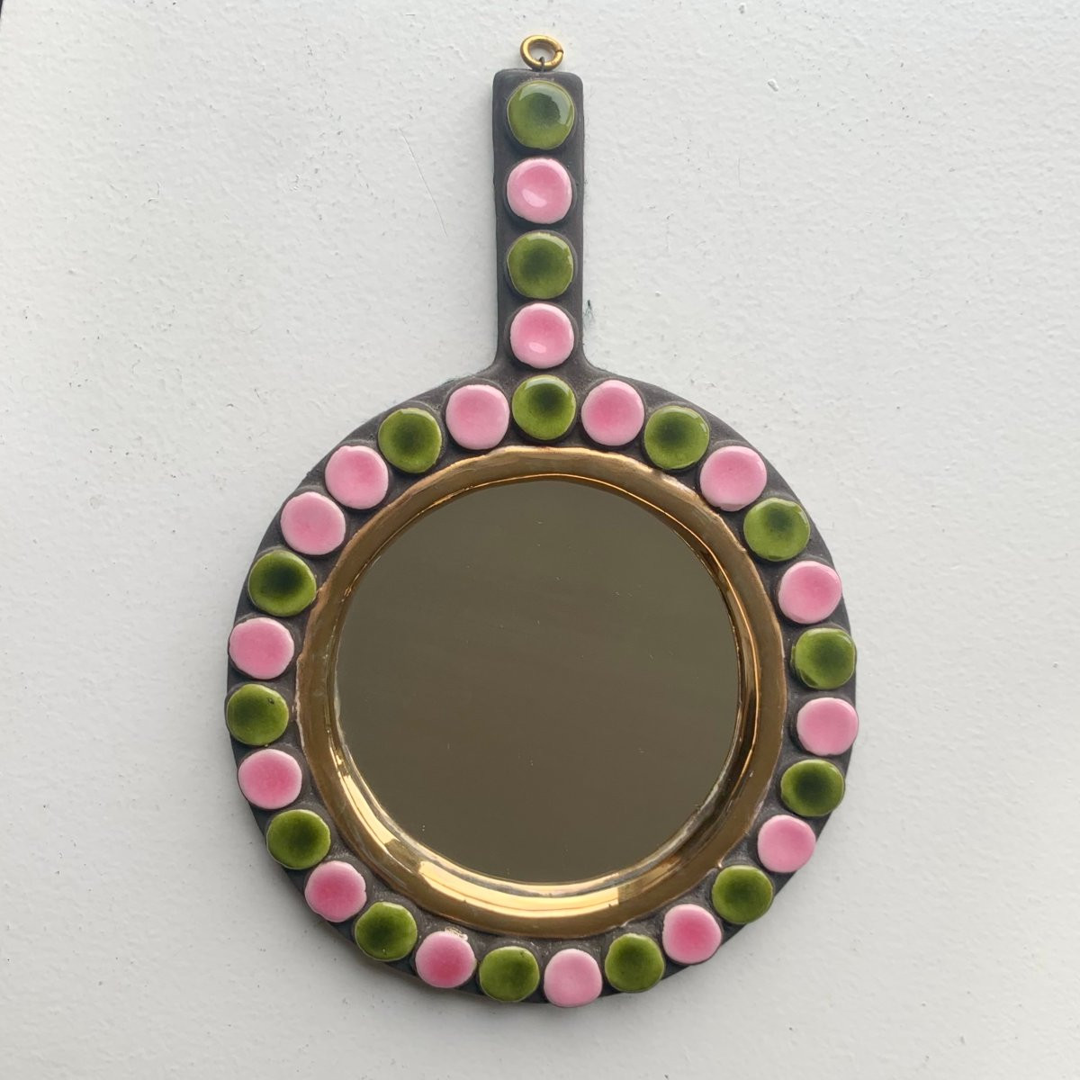 Mithé Espelt "cleo" Hand Mirror, Circa 1952, France.-photo-5