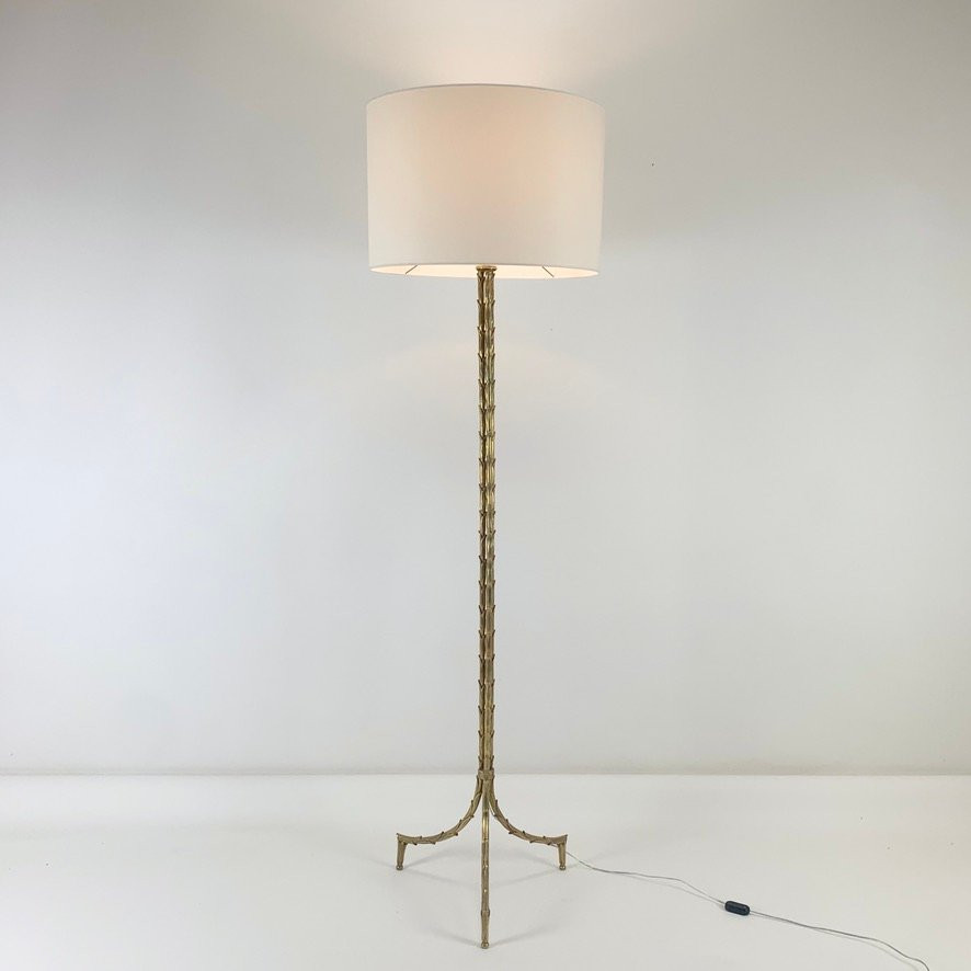 Lampadaire en bronze doré de la Maison Charles, vers 1950, France.-photo-3