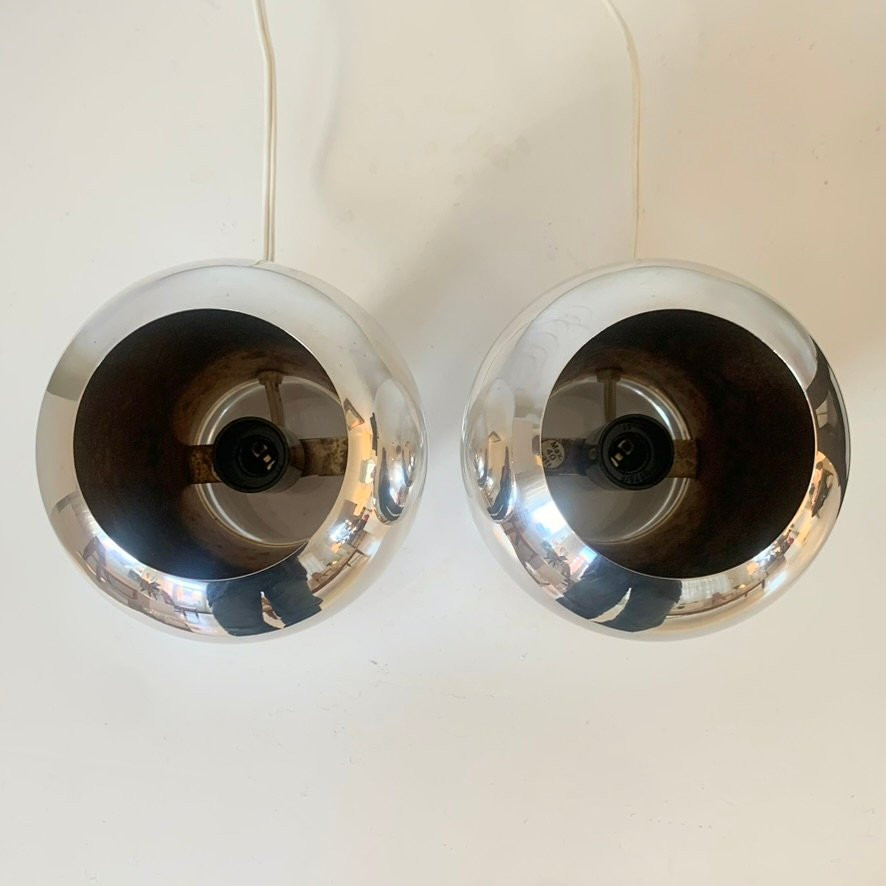 Paire de lampes de bureau signées Christofle, en métal argenté et perspex, vers 1960, France.-photo-4