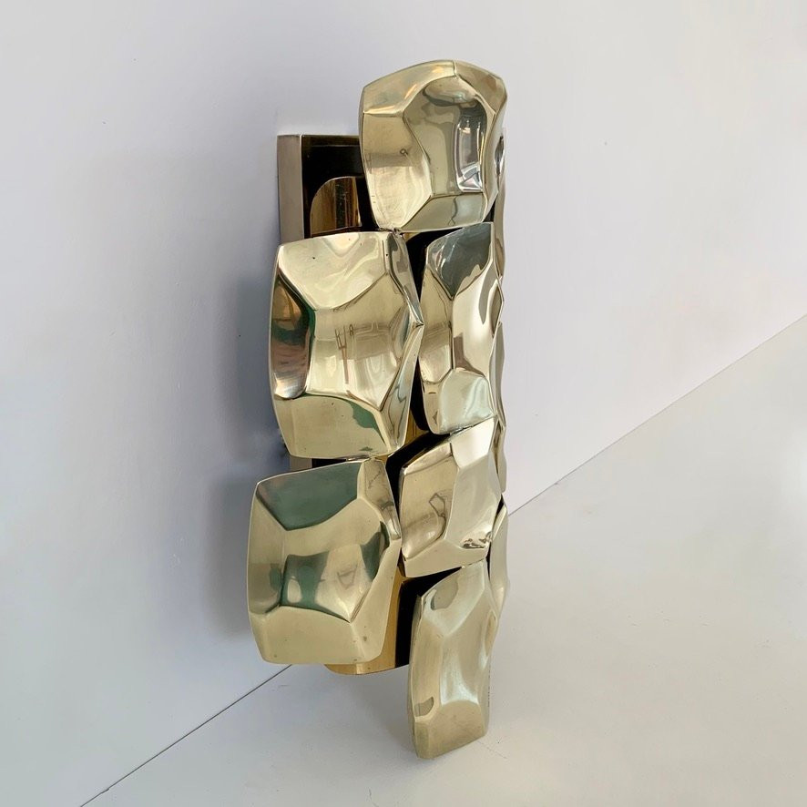 Applique en laiton signée Willy Daro, circa 1970, Belgique-photo-4