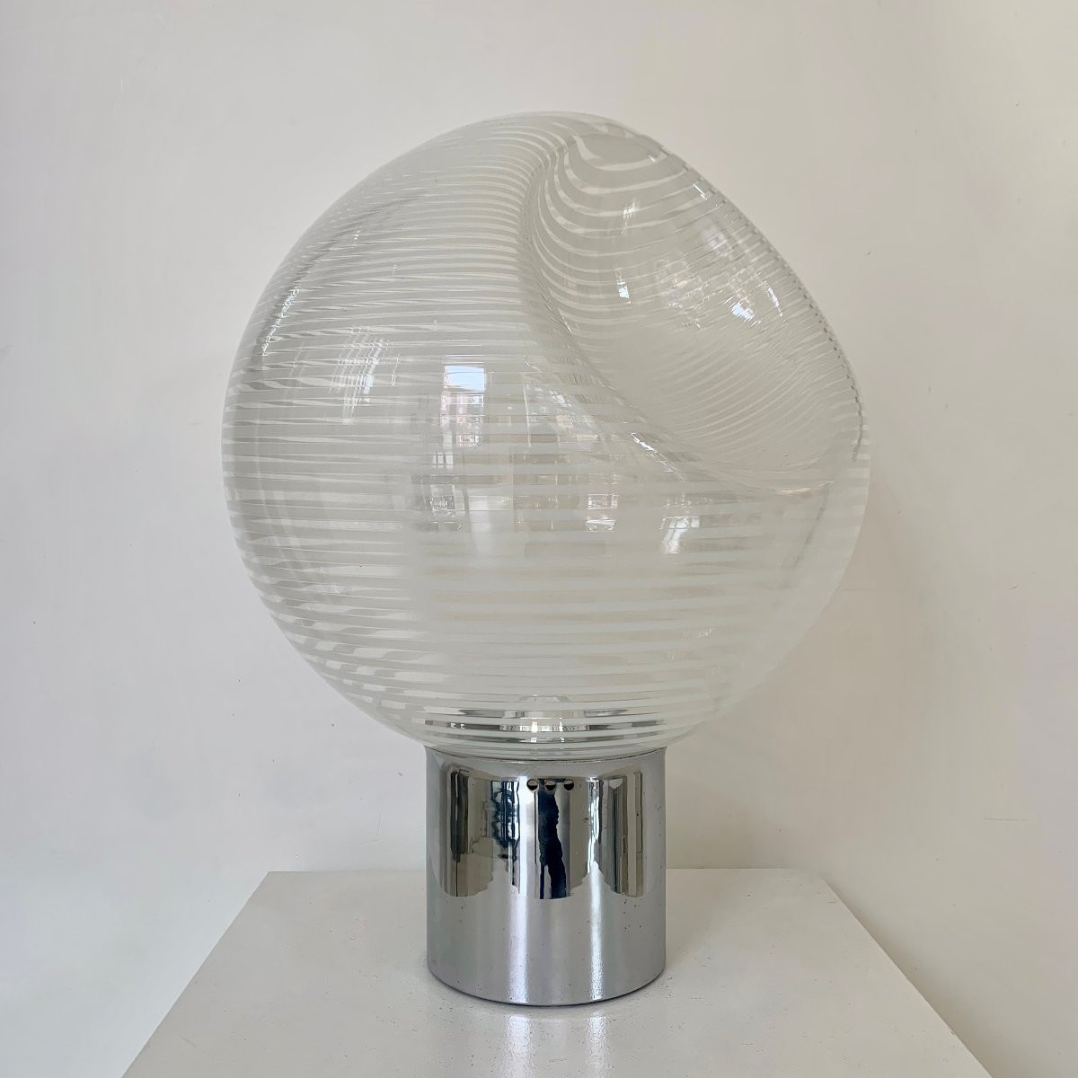 Striped Glass Table Lamp By Vistosi, Corba Model, Circa 1960, Italy.-photo-6