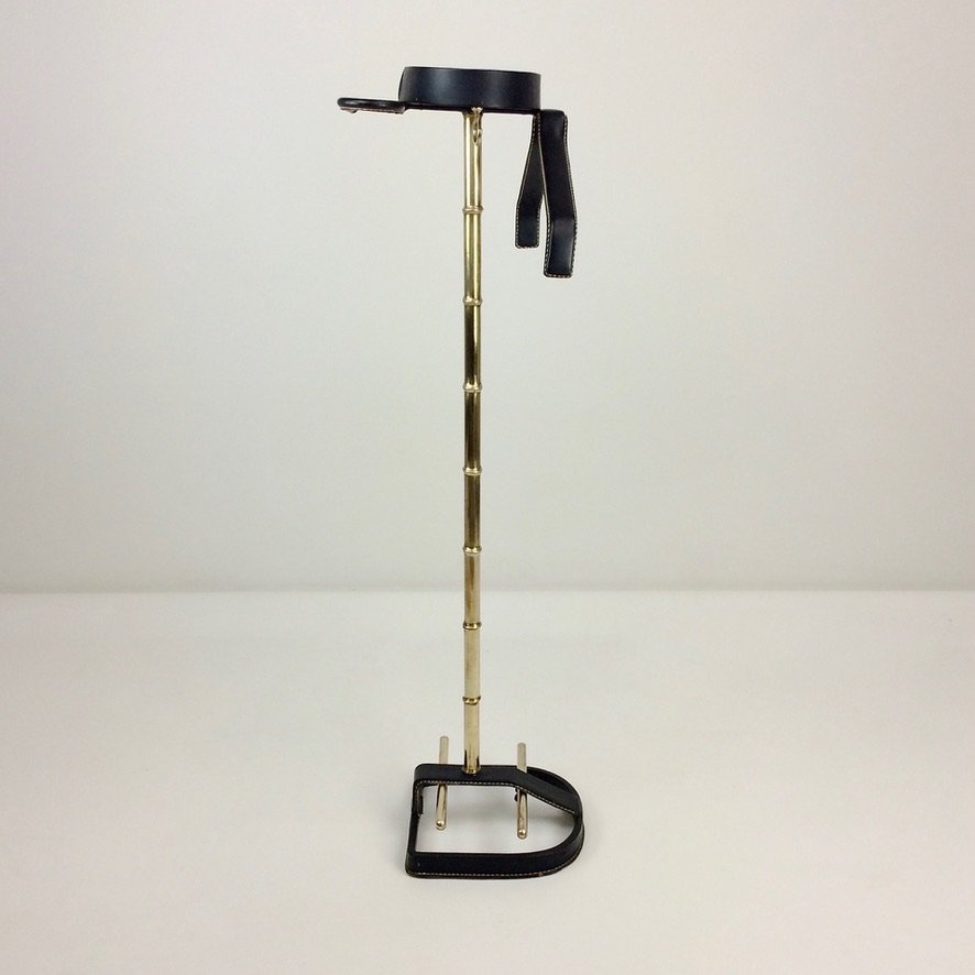 Faux-leather And Brass Valet Stand By Jacques Adnet, Circa 1960, France-photo-2