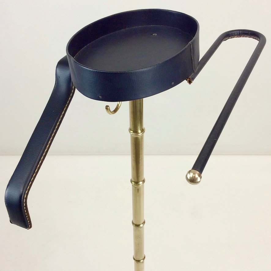 Faux-leather And Brass Valet Stand By Jacques Adnet, Circa 1960, France-photo-1