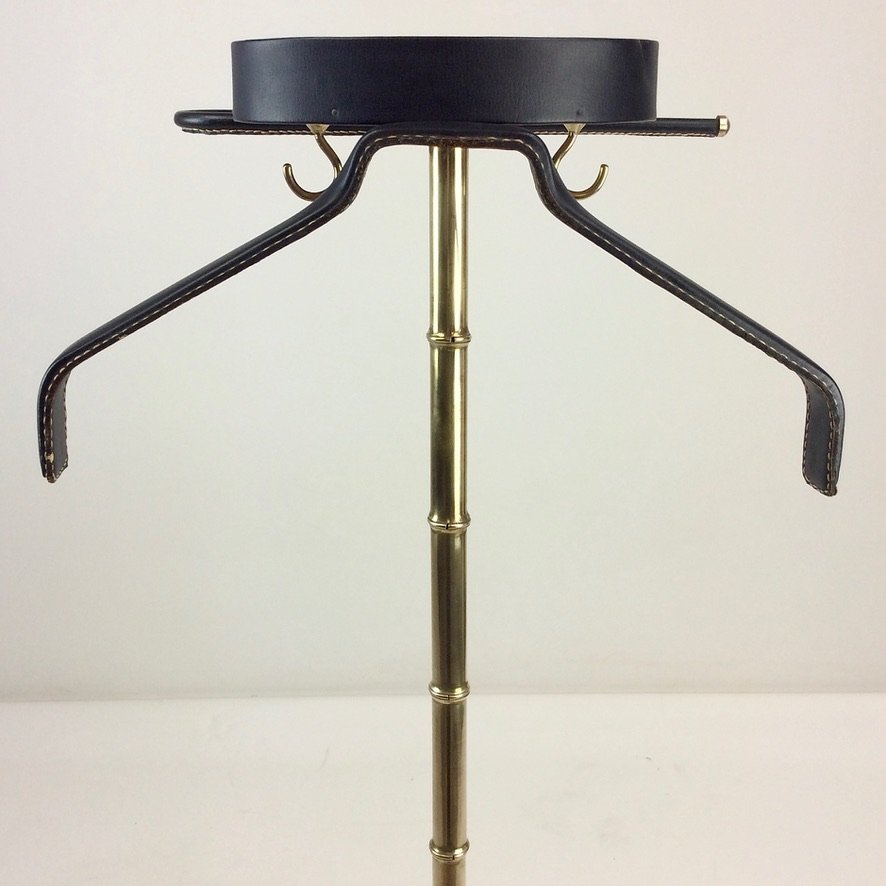 Faux-leather And Brass Valet Stand By Jacques Adnet, Circa 1960, France-photo-6